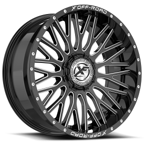 22" XF Off-Road Wheels XF-241 Gloss Black Milled Rims 