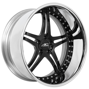 22" AC Forged Wheels ACF702 Gloss Black with Chrome Lip Three Piece Rims