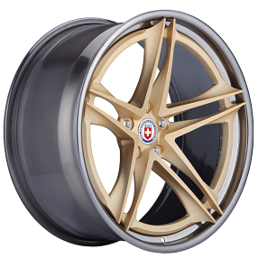 24" HRE Wheels S207H Frozen Gold Center with Polished Dark Clear Outer and Inner Forged Rims