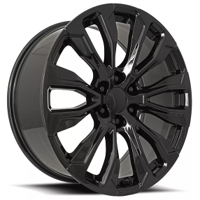 24" GMC Denali 12 Spoke Wheels FR 203 Gloss Black OEM Replica Rims