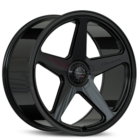 22" Giovanna Wheels Cinque Gloss Black Flow Formed Spindle Cap Rims