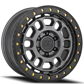 17" Reika Wheels R35B Rambler Beadlock Satin Gunmetal with Black E Coated Ring Rims