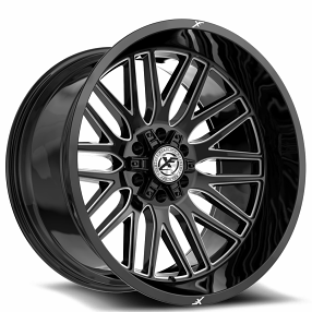 24" XF Off-Road Wheels XF-240 Gloss Black Milled Rims 