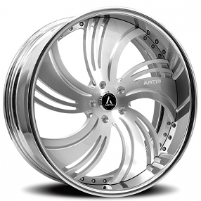 26" Artis Forged Wheels Avenue Brushed Silver Face with Chrome Lip Rims