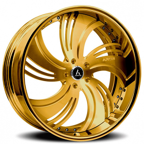 21" Artis Forged Wheels Avenue Brushed Gold Face with Gold over Chrome Lip Rims