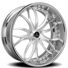 21" Artis Forged Wheels Biscayne Brushed Silver Face with Chrome Lip Rims