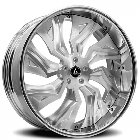21" Artis Forged Wheels Buckeye Brushed Silver Face with Chrome Lip Rims