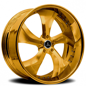 21" Artis Forged Wheels Bully Brushed Gold Face with Gold over Chrome Lip Rims