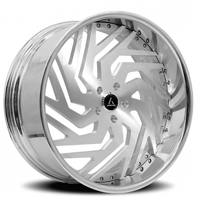 26" Artis Forged Wheels Cicero Brushed Silver Face with Chrome Lip Rims