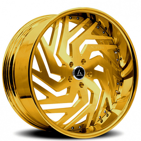 19/20" Artis Forged Wheels Cicero Brushed Gold Face with Gold over Chrome Lip Rims 