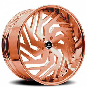 21" Artis Forged Wheels Cicero Brushed Rose Gold Face with Rose Gold over Chrome Lip Rims
