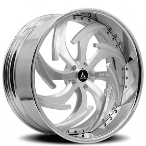 21" Artis Forged Wheels Dagger Brushed Silver Face with Chrome Lip Rims