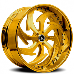 19/20" Artis Forged Wheels Dagger Brushed Gold Face with Gold over Chrome Lip Rims 