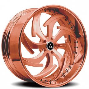 21" Artis Forged Wheels Dagger Brushed Rose Gold Face with Rose Gold over Chrome Lip Rims