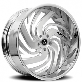 26" Artis Forged Wheels Fillmore Brushed Silver Face with Chrome Lip Rims