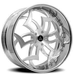 19" Artis Forged Wheels Medusa Brushed Silver Face with Chrome Lip Rims