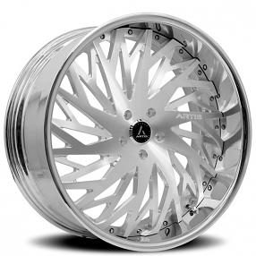 20" Artis Forged Wheels Northtown Brushed Silver Face with Chrome Lip Rims
