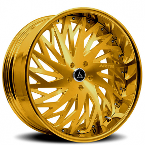 24" Artis Forged Wheels Northtown Brushed Gold Face with Gold over Chrome Lip Rims