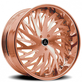 19" Artis Forged Wheels Northtown Brushed Rose Gold Face with Rose Gold over Chrome Lip Rims