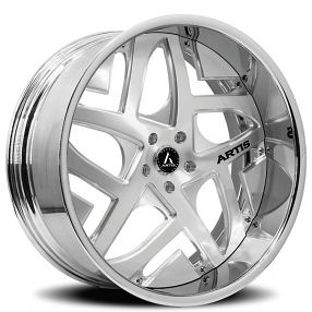 21" Artis Forged Wheels Pueblo Brushed Silver Face with Chrome Lip Rims