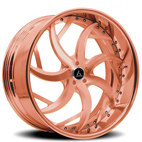 26" Artis Forged Wheels Sincity Brushed Rose Gold Face with Rose Gold over Chrome Lip Rims