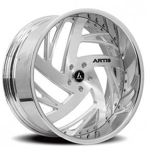 26" Artis Forged Wheels Southside Brushed Silver Face with Chrome Lip Rims