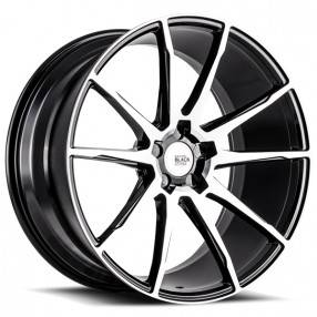 22" Staggered Savini Wheels Black Di Forza BM12 Machined Black Rims