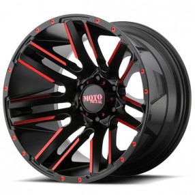 20" Moto Metal Wheels MO978 Razor Satin Black Machined with Red Insert Off-Road Rims 