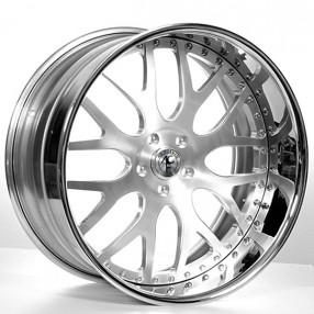 22" Staggered AC Forged Wheels AC818 Brushed Face with Chrome Lip Three Piece Rims 