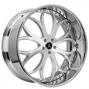 21" Artis Forged Wheels Radon Brushed Silver Face with Chrome Lip Rims