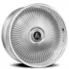 22" Artis Forged Wheels Reno Brushed Silver with Chrome Lip XL Floating Cap Rims