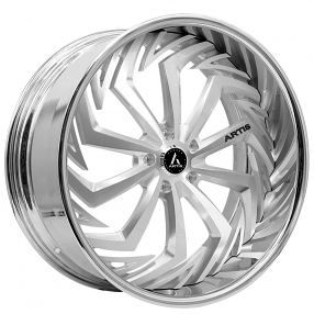 19" Artis Forged Wheels Royal Brushed Silver Face with Chrome Lip Rims