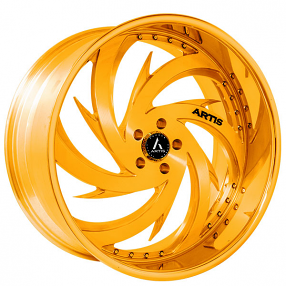 19/20" Artis Forged Wheels Spada Brushed Gold Face with Gold over Chrome Lip Rims 