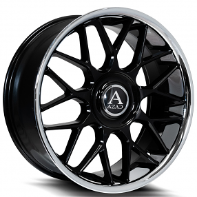 26" Azad Wheels AZV02 Gloss Black with SS Lip Floating Cap Rims