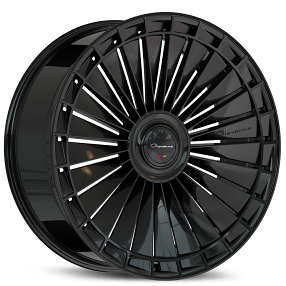 22" Giovanna Wheels Kapletta Gloss Black Flow Formed Floating Cap Rims