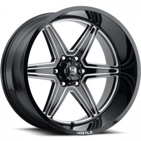 22" Hostile Wheels H117 Venom Gloss Black with Milled Accents Off-Road Rims
