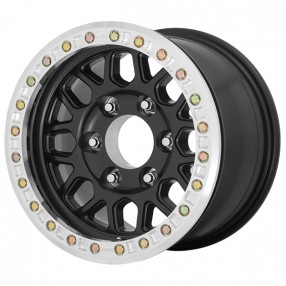 17" KMC Wheels KM234 Grenade Desert Beadlock Satin Black Off-Road Rims 