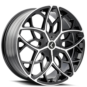22x8.5" Kraze Wheels KR184 Ricochet Black Machined Rims