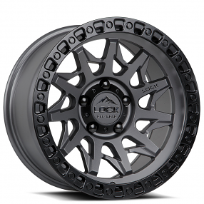 20" Lock Off-Road Wheels Lunatic Matte Grey with Matte Black Ring Rims