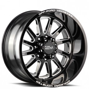 22" Off Road Monster Wheels M17 Gloss Black Milled Rims 