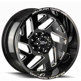 22" Off Road Monster Wheels M19 Matte Black Milled Rims 
