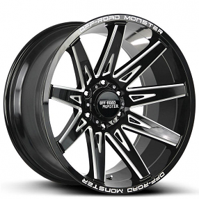 20" Off Road Monster Wheels M25 Gloss Black Milled Rims