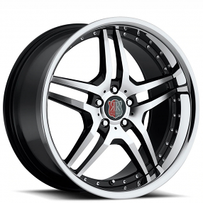 19" MRR Wheels RW2 Black Machined Face with Chrome Lip Rims 
