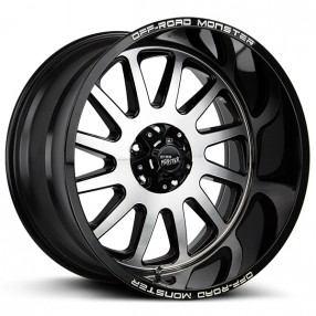 22" Off Road Monster Wheels M17 Gloss Black Machined Rims