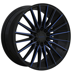 18" Ravetti Wheels M18 Black with Blue Milled Rims