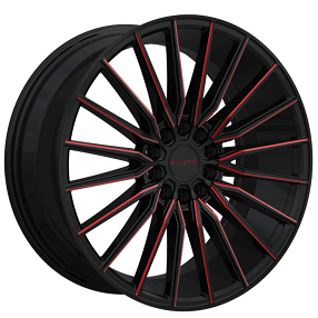 18" Ravetti Wheels M18 Black with Red Milled Rims