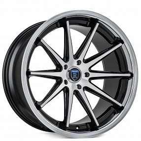 22" Rohana Wheels RFC10 Machine Black with Chrome Lip Flow Formed Rims