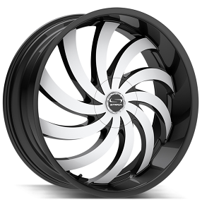 24" Strada Wheels Flame Gloss Black Machined Rims