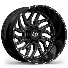 24" TIS Wheels 544BM Gloss Black Milled Off-Road Rims 